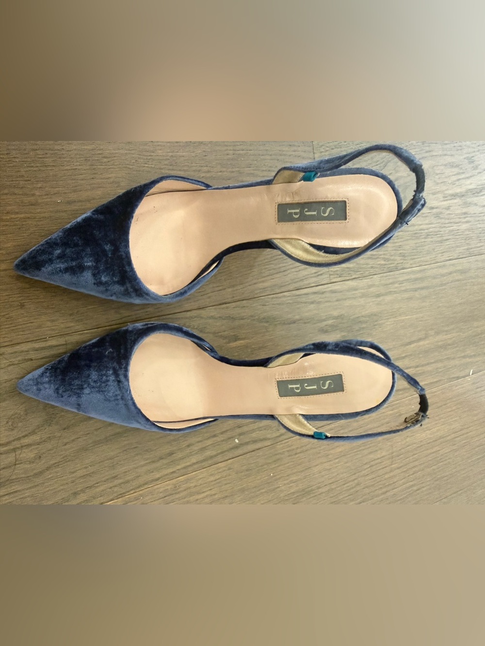 SJP by Sarah Jessica Parker Navy Velvet Pointed Slingback Heels